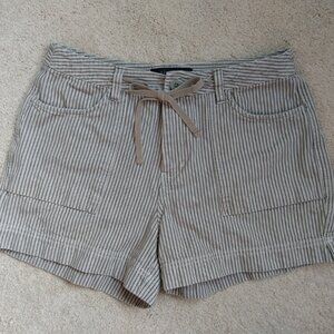 Vintage Y2K Lee Riveted Denim Jeans Shorts Jorts Sz 10 Medium EUC Striped Green